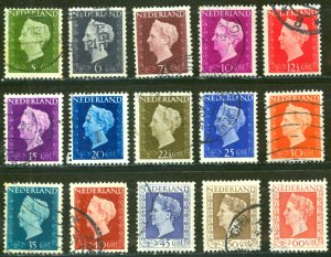 Netherlands Sc# 286-300 Used 1947-1948 Queen Wilhelmina