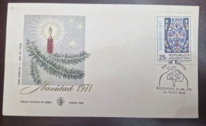 CMI) 1971. ARGENTINA CHRISTMAS RELIGIOUS IMAGE. FDC. CHRISTMAS DECORATION. XF