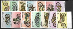 North Viet Nam Sc 1515-21 NH PERF & IMPERF SETS of 1985 - MOTORCYCLES