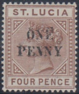 St. Lucia 42b-d, VF Mint LH Double Surcharge + Thick First N - Ap...