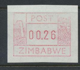 Zimbabwe Machine Label 26p Mint Never Hinged