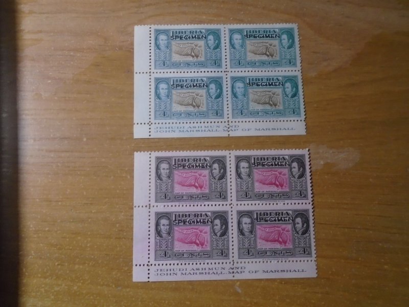 Liberia  #  335    MNH   Blocks   2  different colors  O/P  Specimen