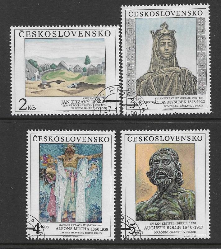 CZECHOSLOVAKIA  2810-2813 USED WORKS OF ART, PAINTINGS 1990