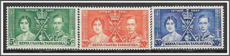 Kenya Uganda Tanganyika #60-62 Coronation Complete Set MH