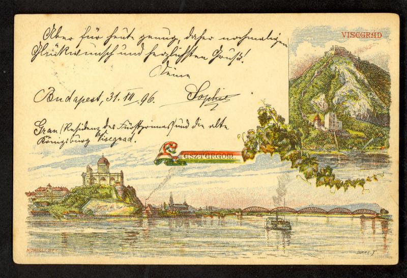 HUNGARY 1896 2f 1000TH ANNIVERSAY Illustrated Postal Card VISEGRAD & ESZTERGOM