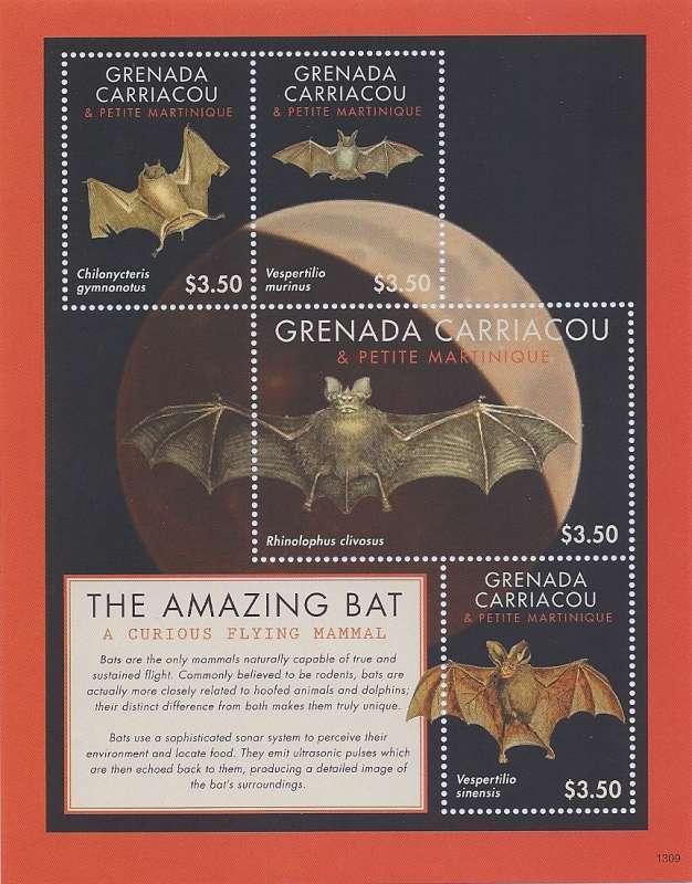 Grenada Grenadines - 2013 The Amazing Bat 4 Stamp Sheet GRS1309H