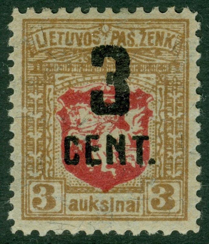 EDW1949SELL : LITHUANIA 1922 Sc #121 Very Fine, Mint OG. Scarce stamp. Cat $175.