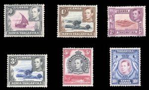 Kenya, Uganda and Tanganyika #79-84 Cat$155, 1938-54 50c-10sh, six values, li...