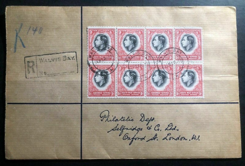 1938 Walvis Bay South West Africa Cover To London England Coronation Stamp B