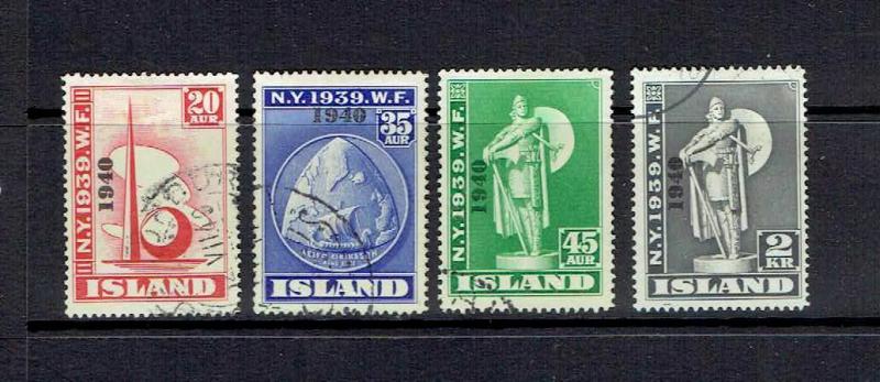 ICELAND - 1940 NEW YORK WORLD'S FAIR OVERPRINTS - SCOTT 232 TO 235 - USED