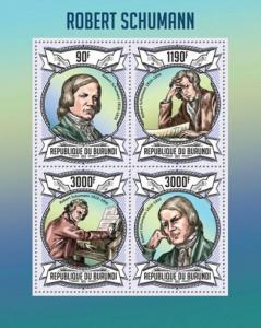 Burundi - German Composer Robert Schumann - 4 Stamp Sheet - 2J-505