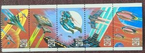 US Scott # 2741-2745; 29c Space Fantasy Bklt pane from 1993; MNH, og; XF cntr