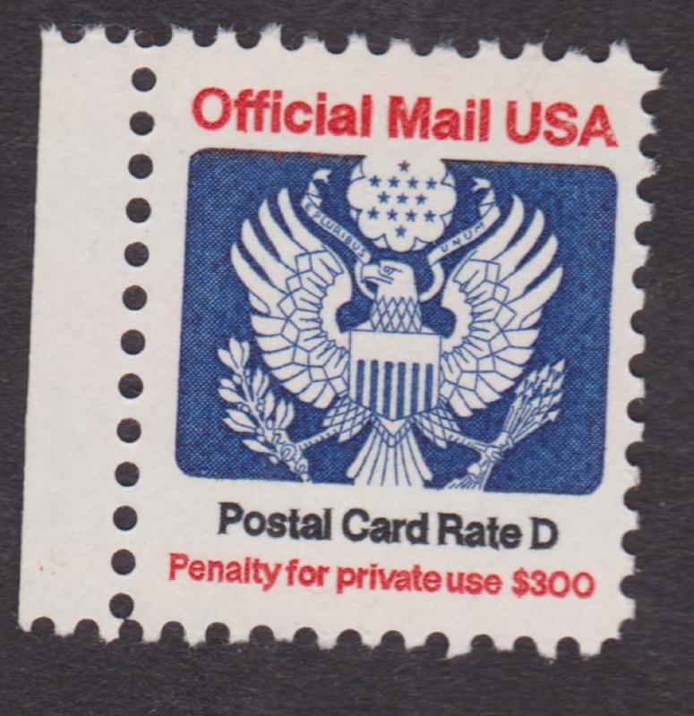 O138 D Postal Card Rate Official Mail MNH Single