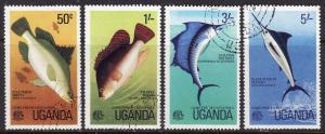 Uganda #159-62 F-VF used (CTO) Fish