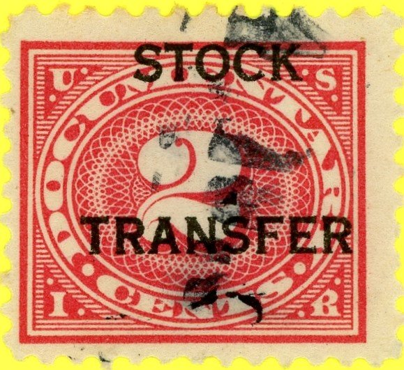 #RD2 – 1918-22 2c Stock Transfer Stamp.  Used.  Centering poor.