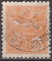 Brazil; 1926: Sc. # 243: Used Wmk. 100 Single Stamp