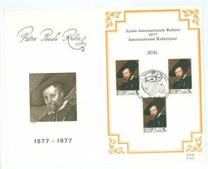 Belgium 992a 1977 400th Anniversary of the Birth of Peter Paul Rubens on a souvenir sheet of three 5fr stamps on an unaddressed