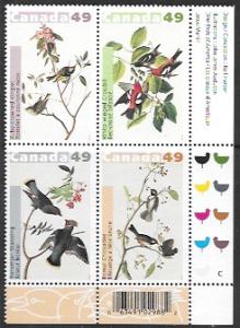 Canada #2039a MNH Plate Block Audubon Paintings. Birds.