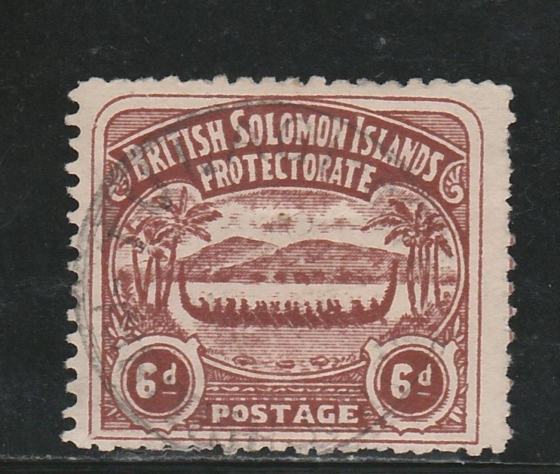 BRITISH SOLOMON ISLANDS 1907 LARGE CANOE 6D
