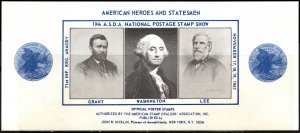 1967 US Poster Stamp 19th A.S.D.A. National Postage Stamp Show Heroes & Statemen