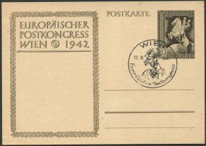 Austria German Occupation European Postal Congress Stationery Card 1942 Vienna