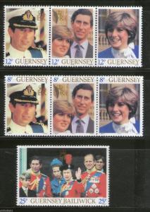 Guernsey 1981 Princess Diana & Charles Royal Wedding 7v MNH # 5427