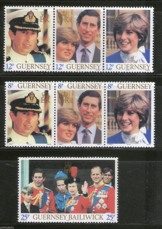 Guernsey 1981 Princess Diana & Charles Royal Wedding 7v MNH # 5427