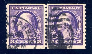 US SCOTT #445 LINE PAIR USED-VF W/ PSE CET VERY RARE SCV $2,750 (4/17/24 GP)