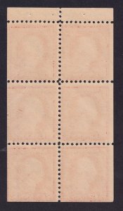 US 499e 2c x 2 rose red WASH. BOOKLET PANE OF 6 MNHVF UW FLAT PF11 FROM 1917