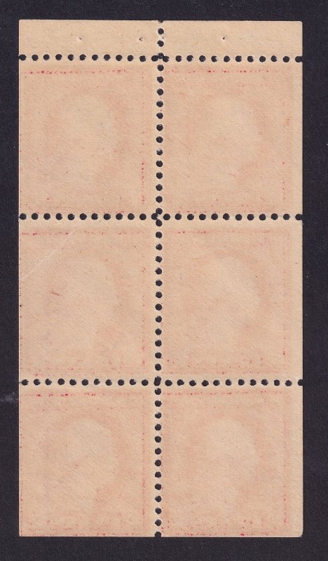 US 499e 2c x 2 rose red WASH. BOOKLET PANE OF 6 MNHVF UW FLAT PF11 FROM 1917