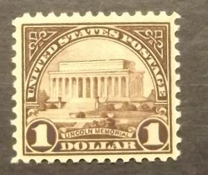 # 571,  $1 Lincoln Memorial, violet brown, Unwmk, perf. 11, 1923, MNH (8274)