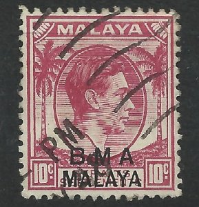 BMA Malaya - 10c purple (I) - SG8 used