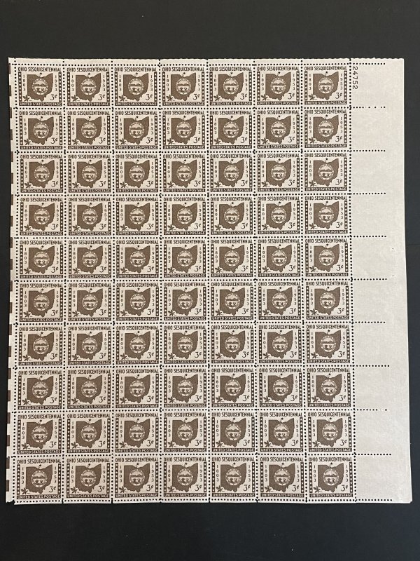 1953 sheet - OHIO statehood 150th - Sc# 1018