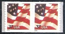 #3632A,  Pair, \Waving Flag\ MNH, PSA, .37 Cent (2003)