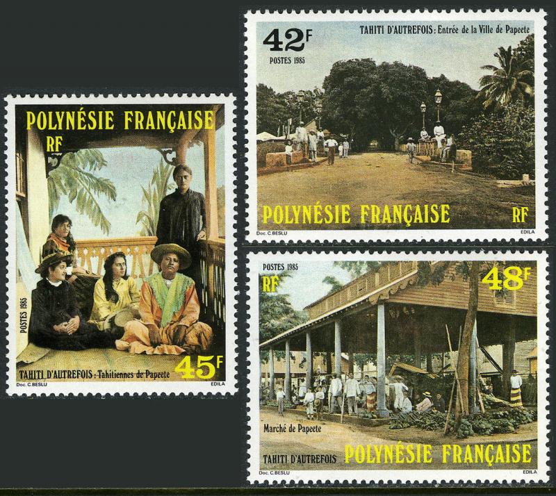 Francese Polinesia 414-416, Mnh.early Tahiti.entrance a Papeete, Girls,Market,