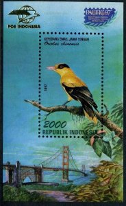Indonesia 1725,MNH.Michel Bl.121. PACIFIC-1997.Bird Oriolus Chinensis.