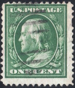 SC#374 1¢ Franklin Single (1910) Used