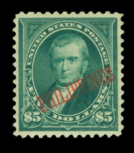 US PHILIPPINES 1901  John Marshall  $5.00 green  Scott 225 mint MLH  XF stamp