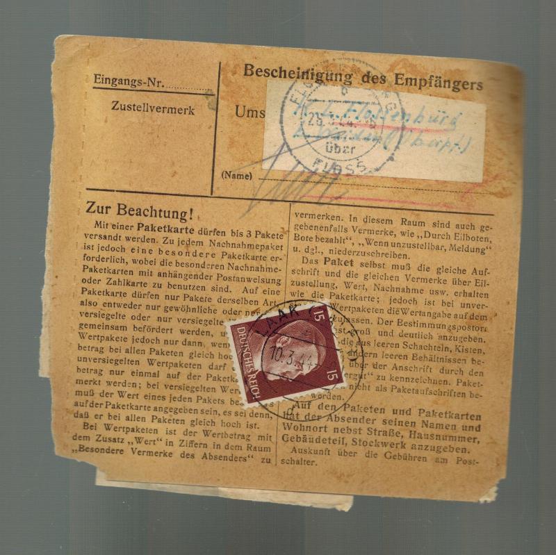 1944 Germany Dachau Parcel Concentration Camp Cover Forwarded to Flossenburg KZ