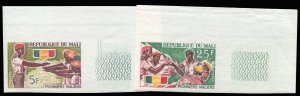 Mali #94-95, 1966 Boy Scouts, imperf. sheet margin set of two, never hinged