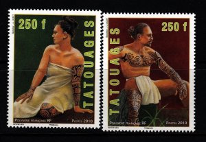 French Polynesia Sc 1020-1 NH  - 2010 - Tattoos 