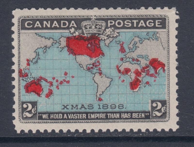 Canada Sc 86 MLH. 1898 2c Map, Blue Oceans, fresh, F-VF Christmas