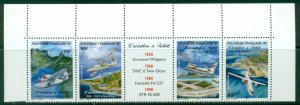 French Polynesia 1998 Domestic Airline Network strip + label MUH