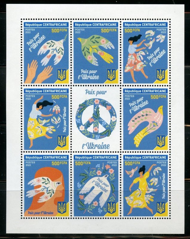 CENTRAL AFRICA 2022 PEACE FOR UKRAINE  SHEET MINT NEVER HINGED