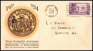 OAS-CNY 11266 SCOTT739 – 1934 3c Wisconsin 300TH LINPRINT 739-8 $15