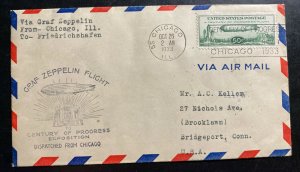 1933 Chicago IL USA Graf Zeppelin cover LZ 127 Century Of Progress Flight Sc#C18