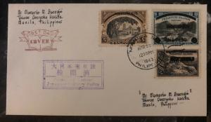 1943 Manila Philippines Japan Occupation First Day Censored Cover #N2,6,7 Cachet