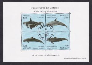 Monaco  #1898  cancelled 1994  sheet  marine mammals   wales