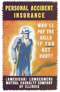 Personal Accident Insurance, Lumbermens Mutual Casualty Co., Early Poster Stamp