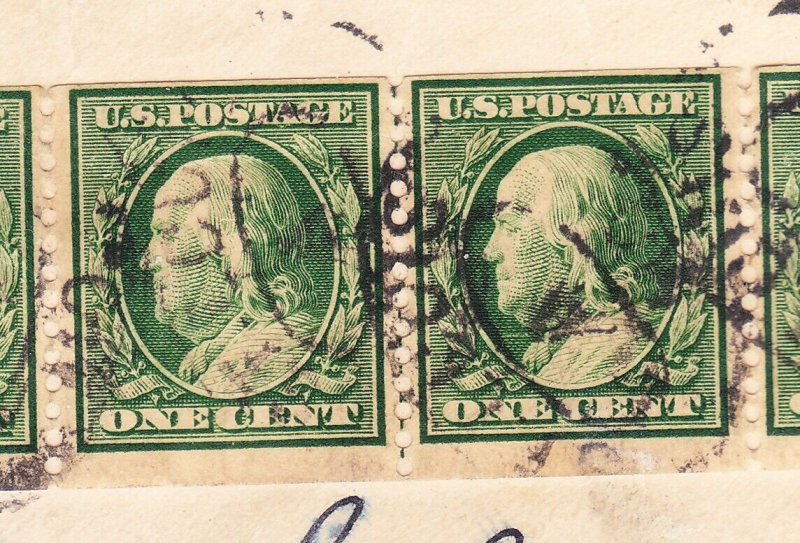 MOstamps - Rare US #387 Used Coil Strip of 6 w/LP on Cover - Lot # MO-3900